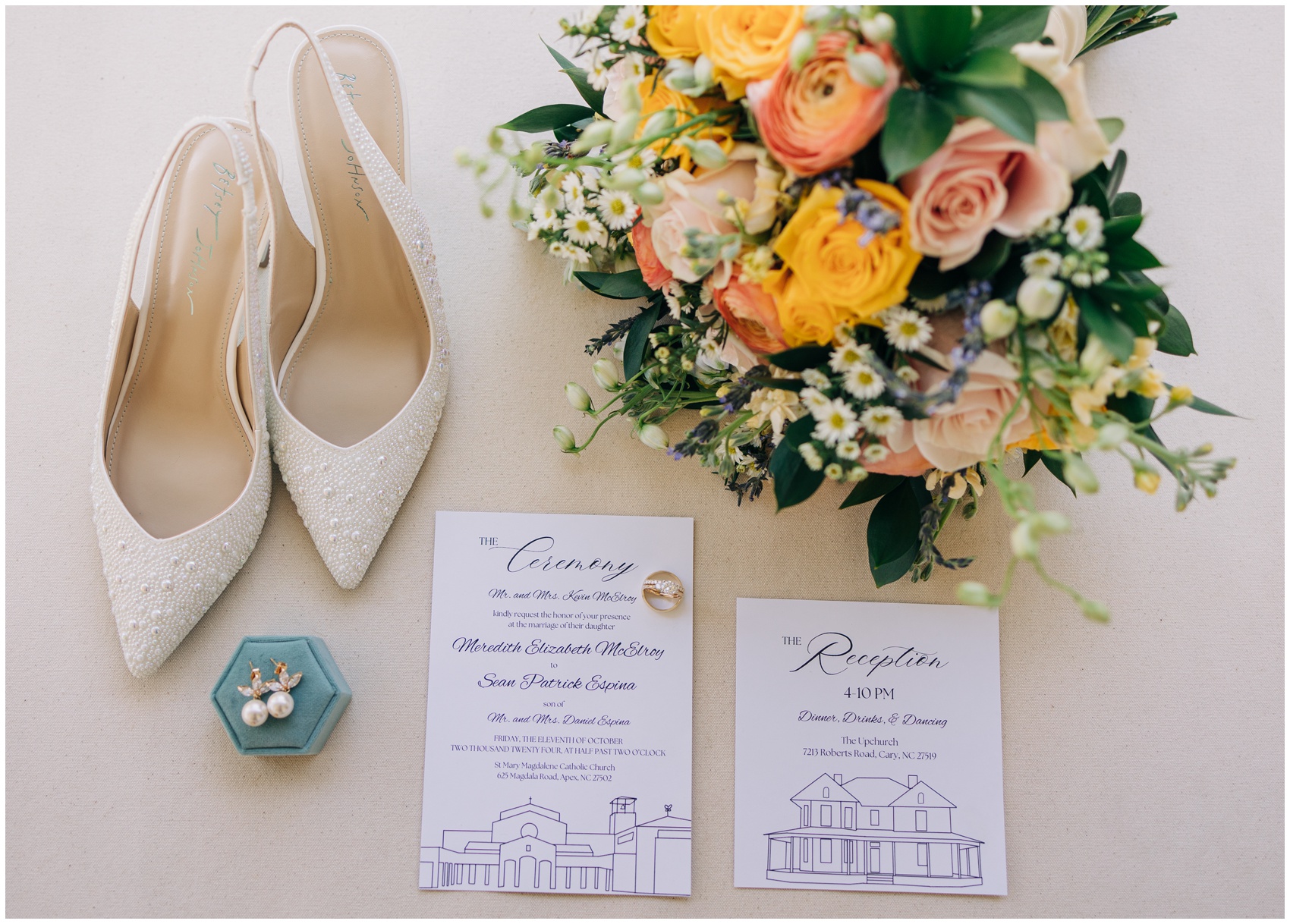 Bridal details sitting on a table