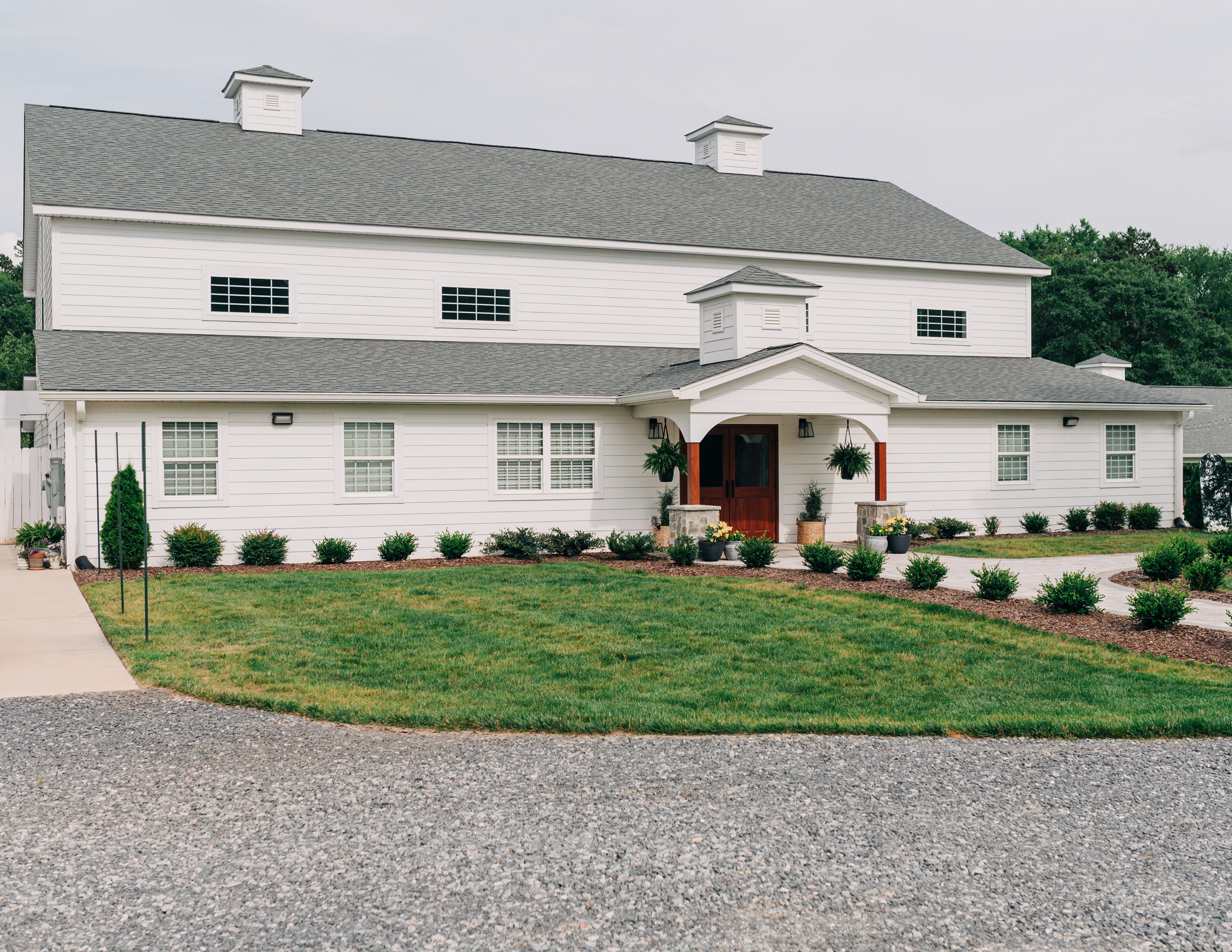 A look at the front facade of the beautiful wedding venue The Ivory Barn