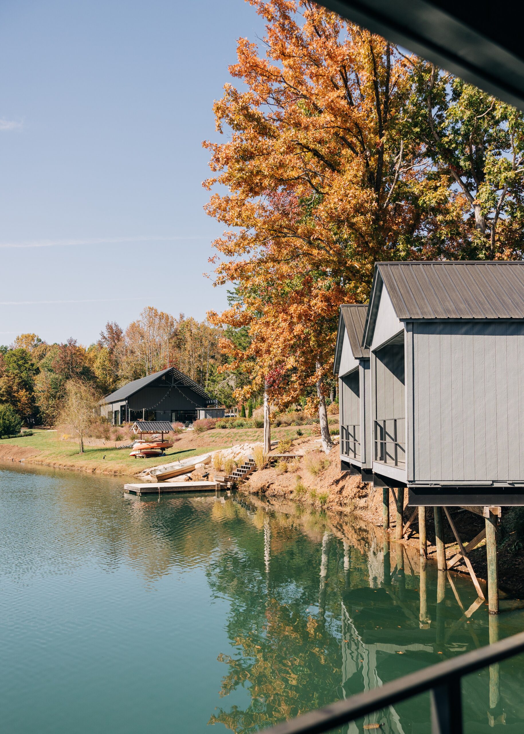 Details of the cabins over the water at the splendor pond flower farm wedding venue