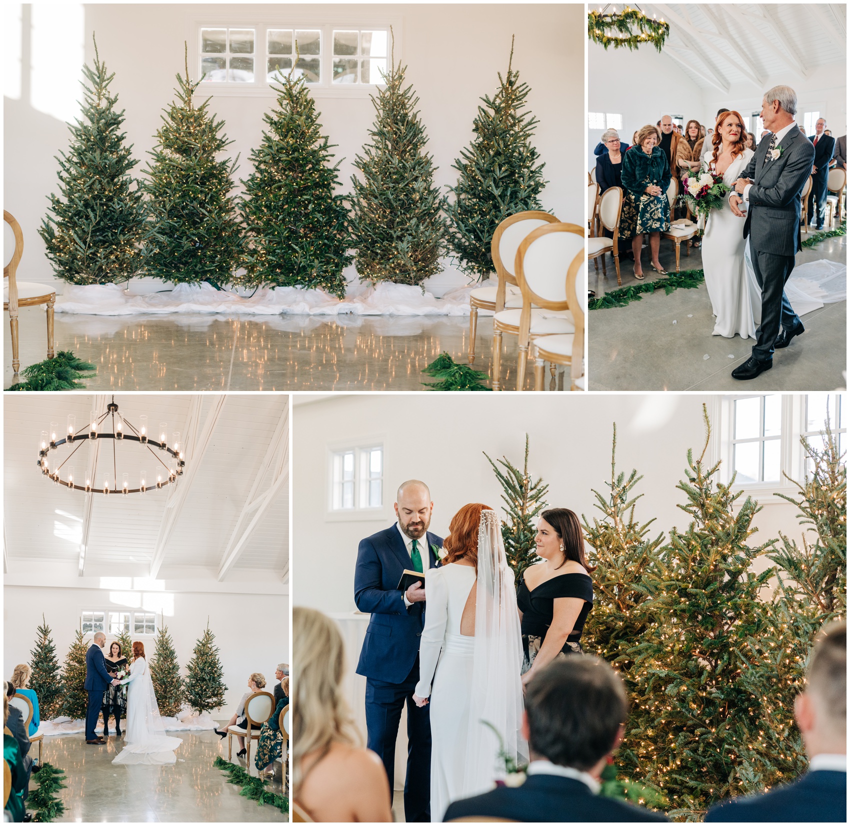Details of a Christmas themed wedding ceremony at The Crest