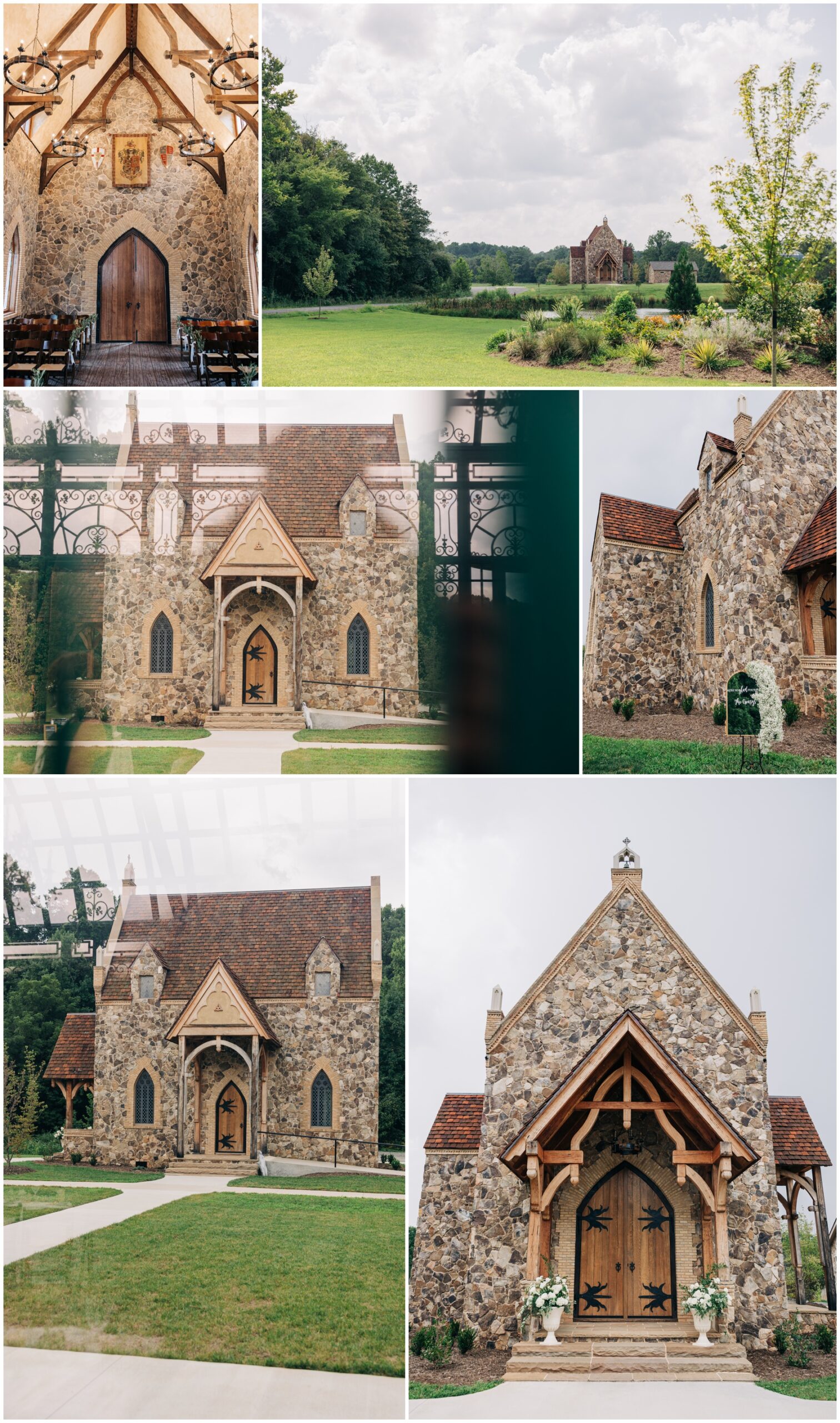Details of one of the stunning Winston Salem Wedding Venues with a stone chapel and gardens